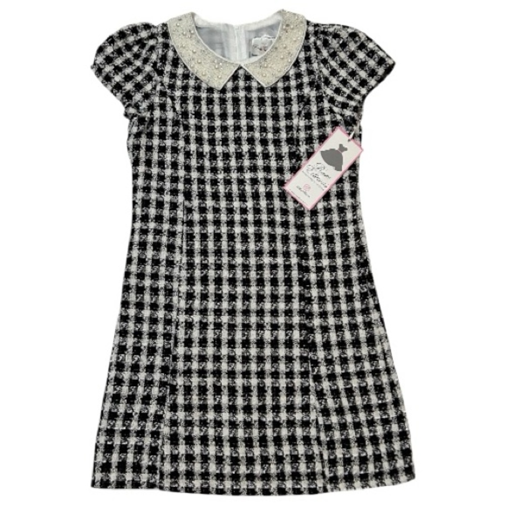 Girls Rare Editions Faux Pearls Collar Boucle Dress. Size 14. New. Short sleeves